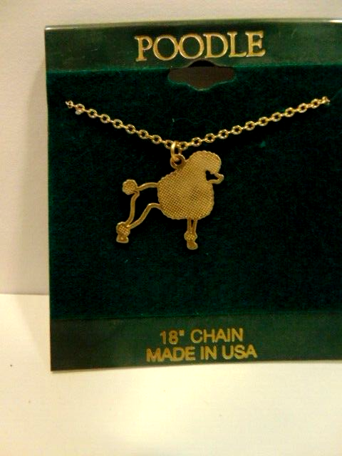 gold color Poodle dog / canine theme chain necklace; 18