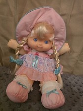 Vintage Fisher Price Puffalump Kids Blue Eyed Pink Dress Baby Doll Plush 1992