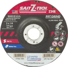 United Abrasives 22602 5x7/8 Z-TECH Z24R High Performance Grinding Wheel 25 pk