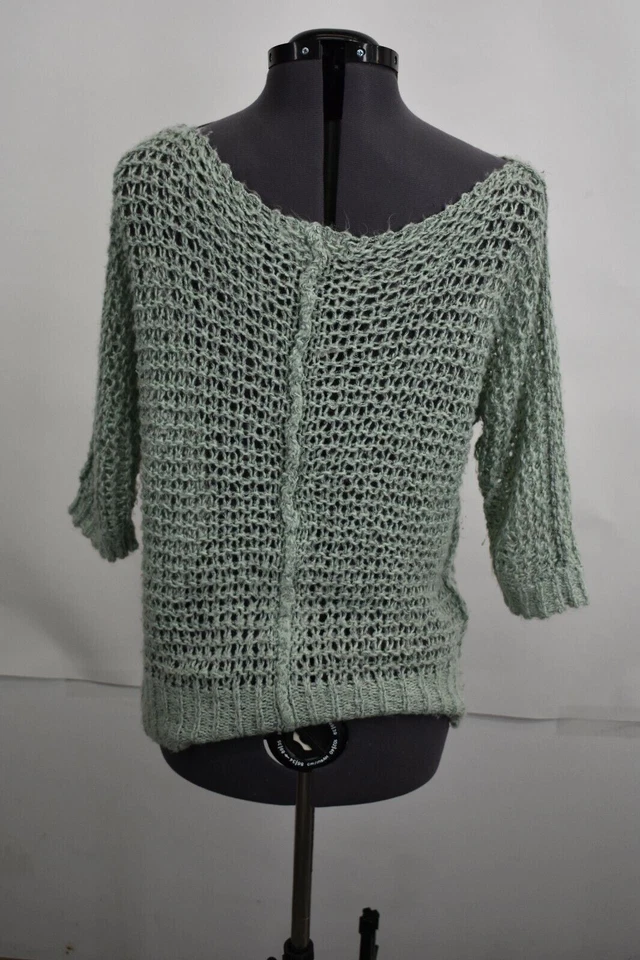 Suéter Decree para mujer azul elástico dobladillo transparente cuello redondo talla mediana Foto 2 de 4