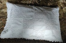 2 Linen Lace Pillow Cover color white size 20 inch x 30 inch handmade
