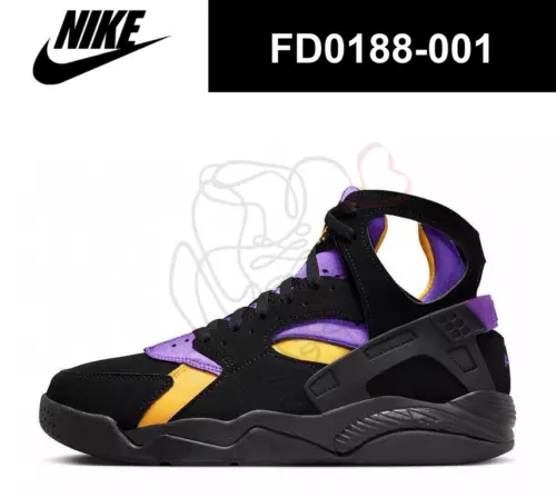 Nike Air Flight Huarache Lakers Away Black Varsity Purple FD0188-001 Men's