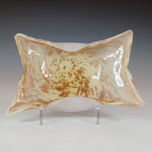 Fratelli Toso Murano Copper Aventurine White Glass Bowl