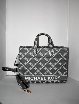 MICHAEL Kors Gigi LARGE Grab Tote Black/Optic White #30S4G3GT3J NWT