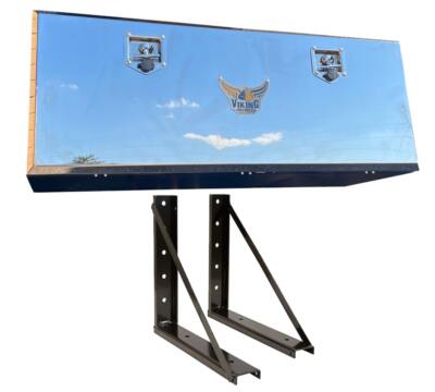 24''x24''x60'' Trailer Tool Box & Bracket Kit w/ Mirror Finish Door - 2 Pc Brackets