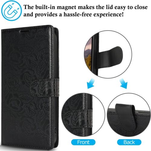 Floral Embossed Wallet Case For Samsung Galaxy S25 S24 S23 S22 S21 S20+ FE Ultra - Picture 5 of 57