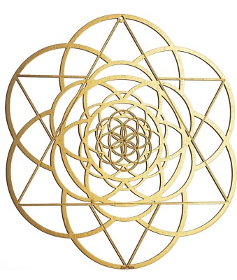 ZenVizion 13.5 Gold Seed of Life Laser Cut Wooden Wall Art - A0101