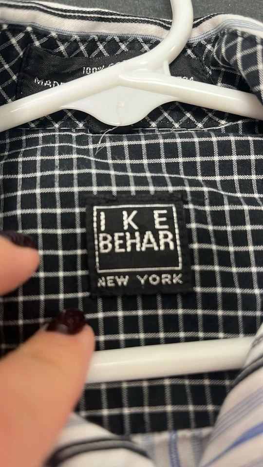 Camisa de vestir Ike Behar Boys azul a rayas con botones talla 4 Foto 4 de 4