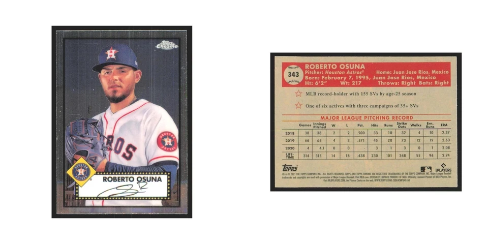 Topps 2021 cromado Roberto Osuna Astros #343 Foto 3 de 3