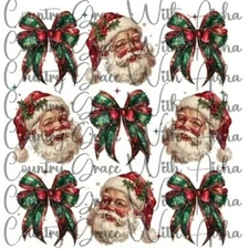 Sublimation Transfer Christmas Santa Bows Ready To Press Heat Transfer