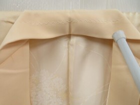 4603T03z540 Vintage Japanese Kimono Silk HAORI Flowers Light cream