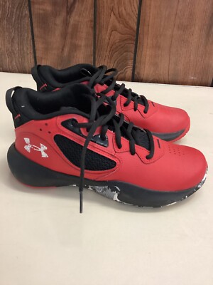 Under Armour Lockdown 6 Red Basketball lace up Shoes Sneakers boys Size 5Y