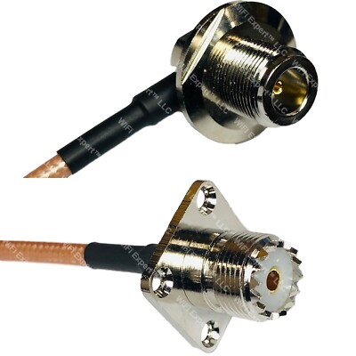 RG400 N Female Bulkhead Angle to UHF Female Flange RF Cable FAST-SHIP LOT