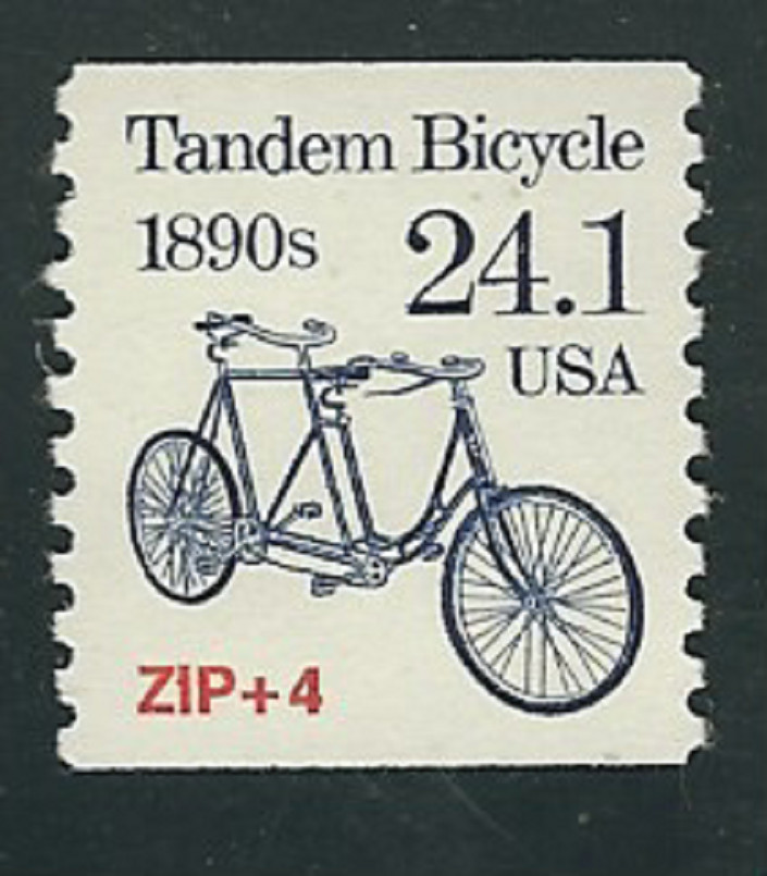 Scott # 2266...24.1 Cent...Tandem Bicycle...5 Stamps...Zip + 4