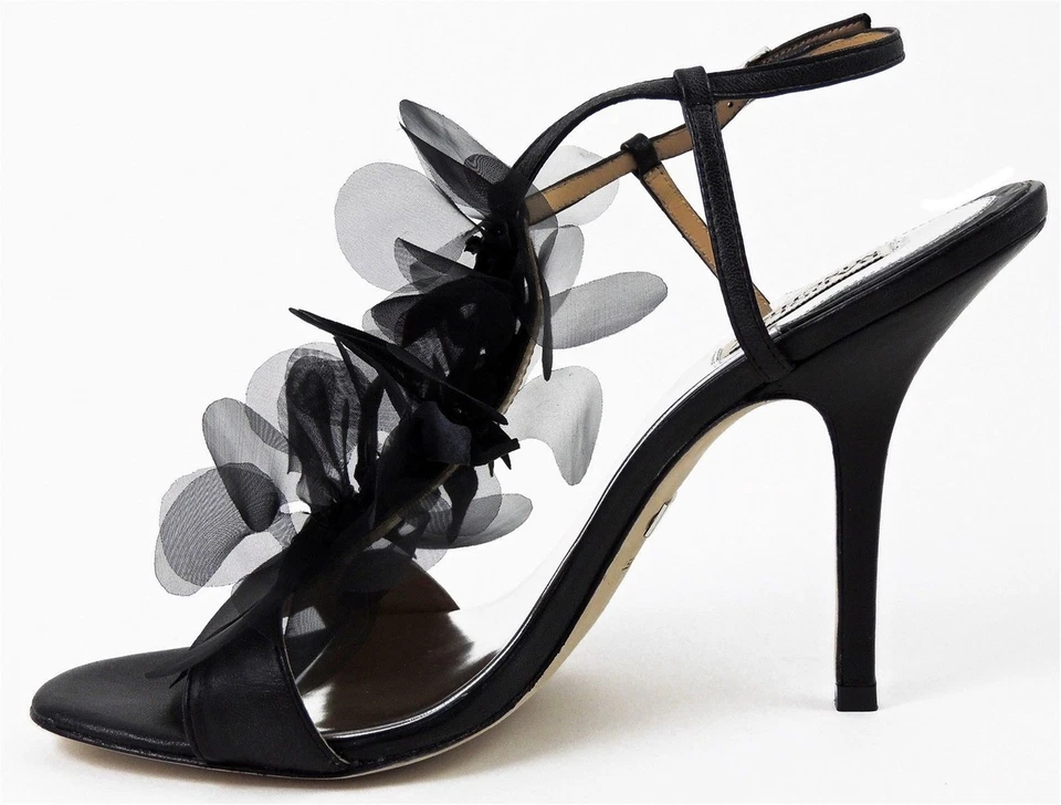 Badgley Mischka Women's Dreamy T-Strap Sandals Black Leather Size 10 M - Image 2 of 4