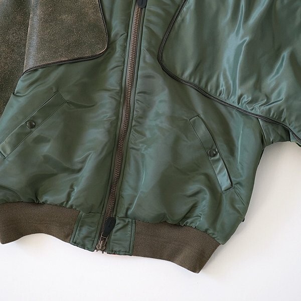 KAPITAL - MA-1 Crack Leather SHAM BOMBER JACKET Khaki size3