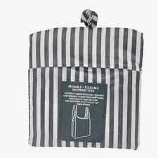Striped Reusable Foldable Shopping Tote Bag Sturdy Duralon 25.5" X 15.5" X 6"