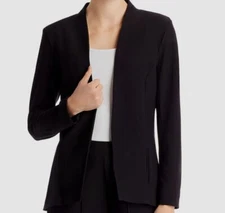 $159 &Basics Women's Black Open-Front Collarless Long Sleeve Blazer Jacket XL