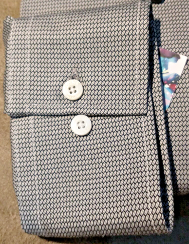 Camicia uomo Robert Graham 17 1/2 (XL) manica lunga con bottoni fantasia Geo Tailo nuova con etichette - Foto 12 di 15