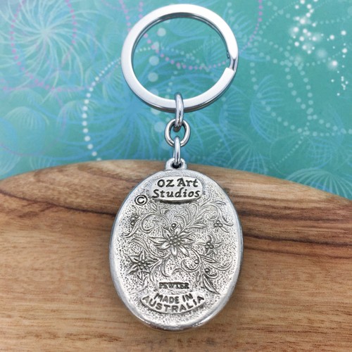 Kookaburra Australian Made Souvenir Keyring Keychain Nature Setting Green Agate - Picture 3 of 4