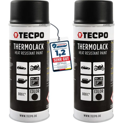2x TECPO THERMOLACK SUPERTHERM 800°C OFENLACK AUSPUFFLACK SCHWARZ MATT 400 mL
