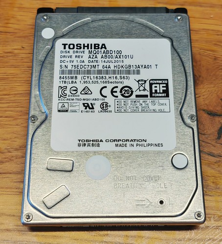 Toshiba MQ01ABD100 1 TB 5400RPM 2.5" SATA Hard Disk Drive - S.M.A.R.T Werte TOP
