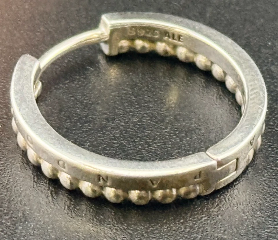 Pandora Signature Logo & Beaded Hoop Earrings Used - Image 2 of 2