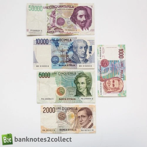 ITALY: Set of 5 Italian Lira Banknotes.