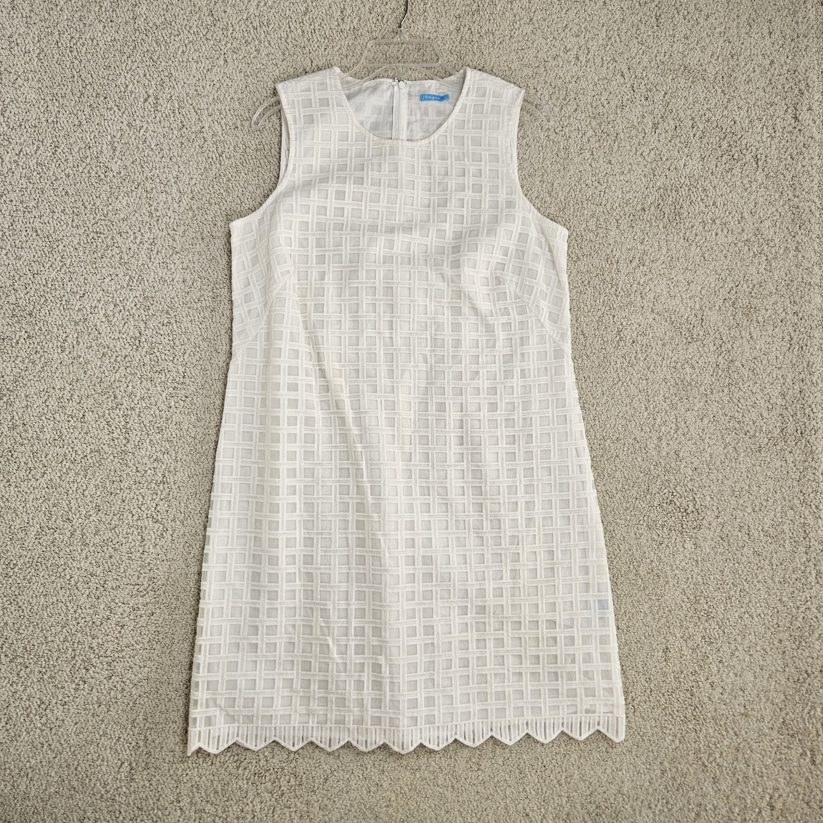J Mclaughlin White Dress Womens L Above Knee Sleeveless Lined Coastal Preppy