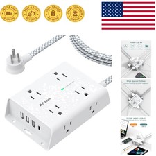 Compact Surge Protector Power Strip with 8 Outlets  5Ft Braided Extension Cord
