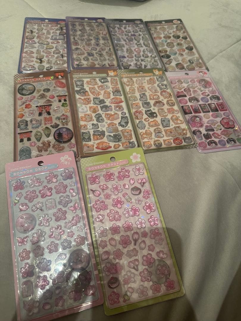 Bonbon Drop Japanese Pattern Sticker Set 10 Sheets Multi-Design Used