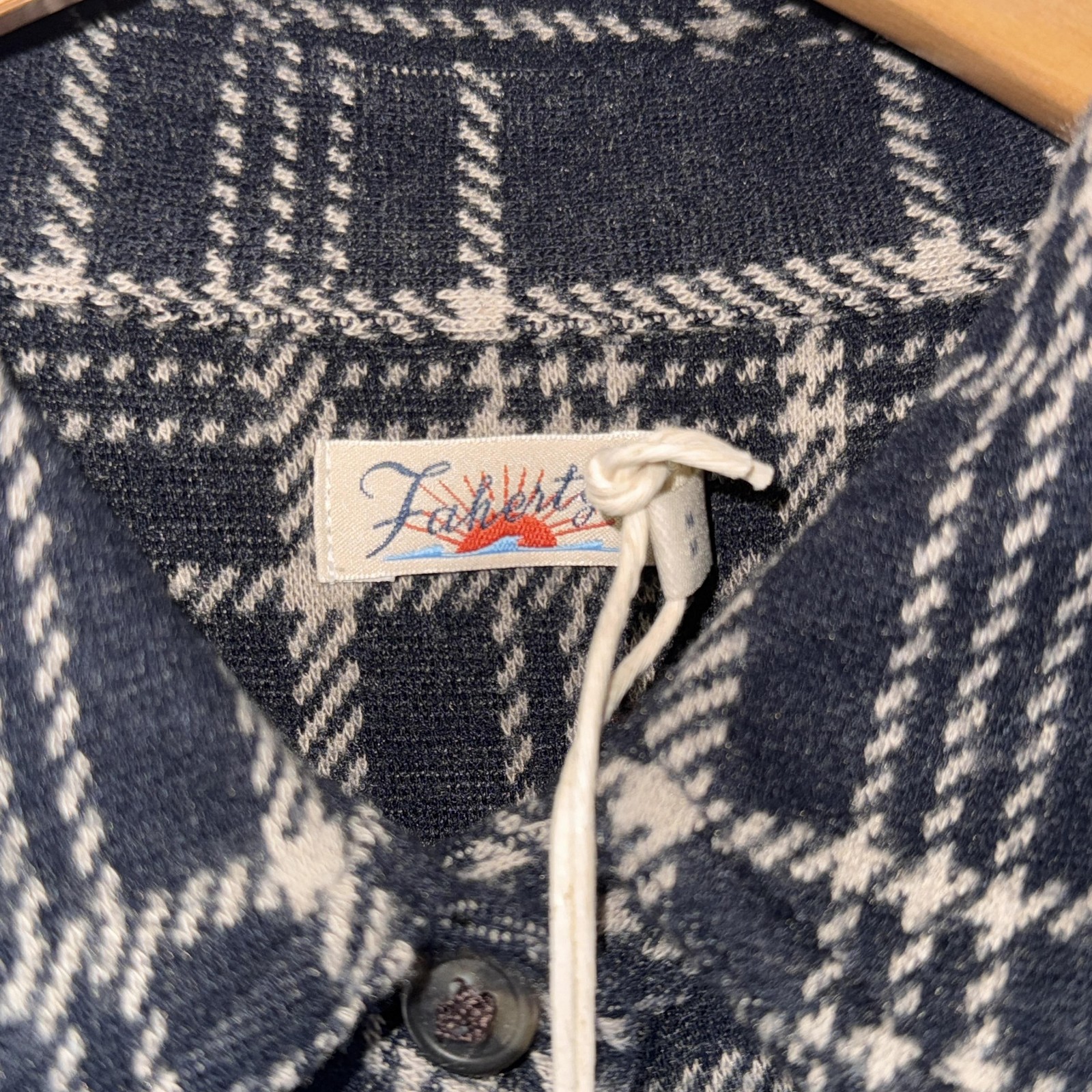 Faherty Dress Womens Medium Navy Plaid Legend Sweater Shirt Dress Button Front image 5