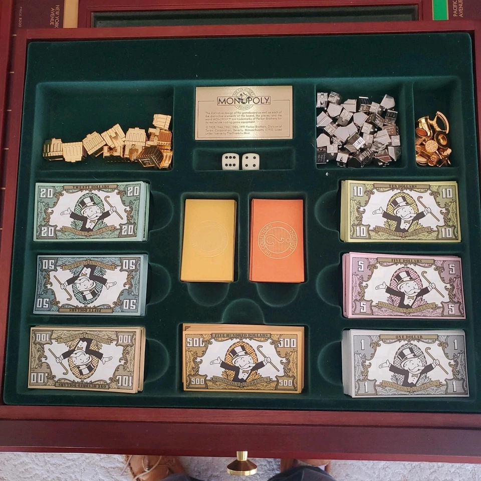 Juego de mesa Monopoly vintage Franklin Mint 1991 edición coleccionista con soporte Foto 4 de 4