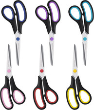 Scissors, 8" All Purpose 6 Pack - Comfort-Grip Scissors for Office Desk Accesso