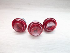  Lot of 3 Vintage Translucent Red Arcade Leaf Switch Buttons Concave Game Piece