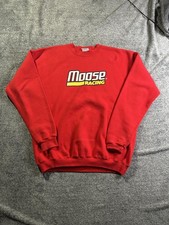 Moose Racing Sweatshirt Mens XL Red Crewneck Made in USA Motocross Logo Graphic
