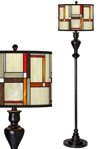 Modern Squares Giclee Glow Black Bronze Floor Lamp