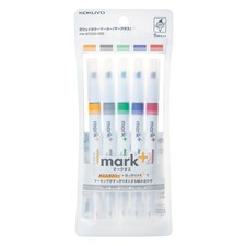 KOKUYO Fluorescent Highlighters, Dual-Tip 1 Count Pack of 5 , Vivid Colors