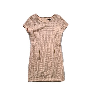 SHARAGANO DAMEN BABYROSA STRUKTURIERTES TASCHEN STRETCHIGES KLEID. Größe UK 14, US 10.