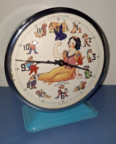 Disney Snow White & 7 Dwarfs Novelty Clock Working Automaton France Bayard Alarm - Picture 2 of 11