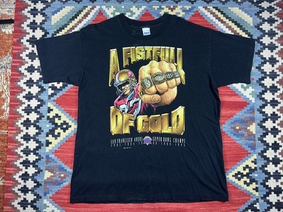 Vintage 1995 SF 49ers Fistfull of Gold NFL T-shirt Superbowl Sz XL Salem