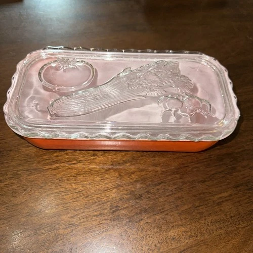 Vintage Jeanette Glass Refridgerator Dish With Matching Lid