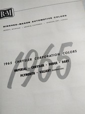 1965 Chrysler Corp Colors Auto Paint Chip Color Chart