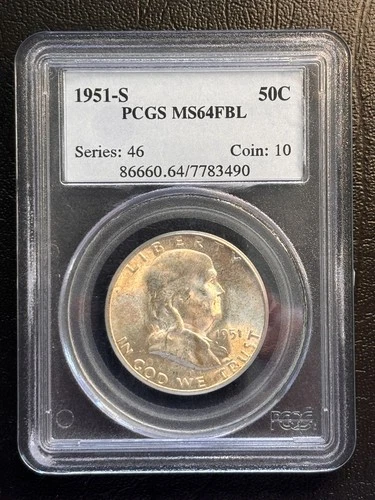 1951-S Franklin Half Dollar • PCGS MS64 FBL • Better S-Mint • Strong Strike