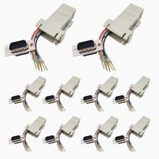 Willwewon 10Pcs DB9 Male to RJ45 Ethernet Adapter, 9 Pin Serial Port White