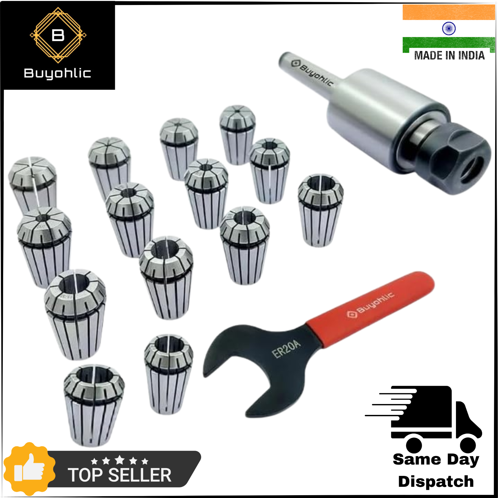 Revolving Collet ER20-14 Pcs Collet Set Range1/16-1/2