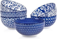 Ceramic Cereal Bowls Set of 6, 24 Oz Deep Soup Bowls for Kitchen, 5.9 Inch