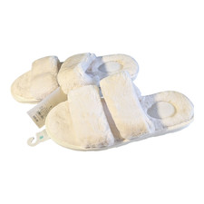 Stars Above - White Fuzzy Cozy Women's Slippers Sandals - NWT Size 9