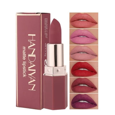 HANDAIYAN Langanhaltender wasserfester samtmatter Lippenstift reichhaltiges Pigment Antihaft Lippen Make-up
