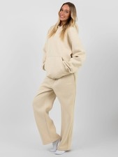 Comfrt Signature Hoodie Straight Leg Sweatpants Bundle Small Bone Oversized